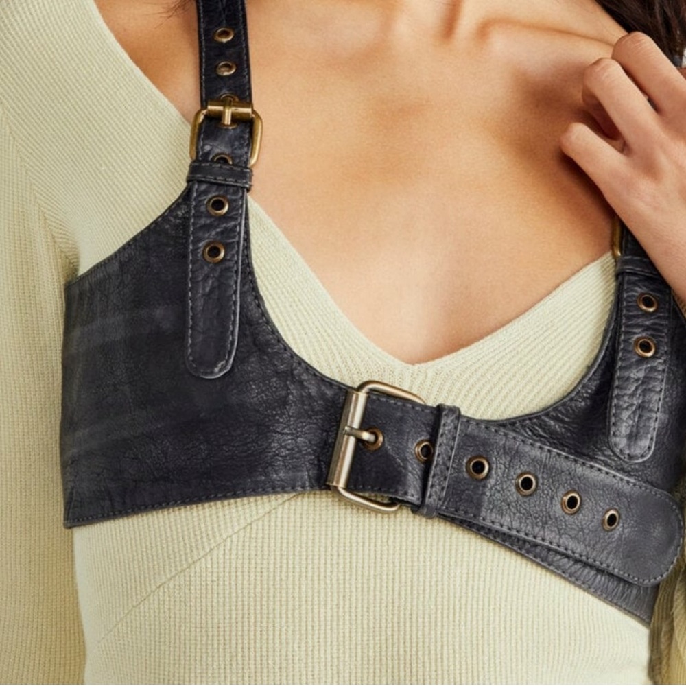 free people rebel harness black leather size M